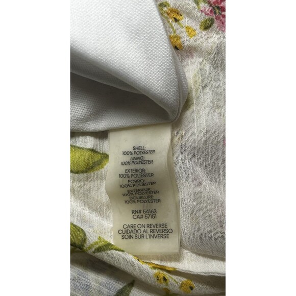 Calvin Klein Chiffon Print Mock Neck White Floral Maxi Dress Plus Size 18W - Picture 9 of 10